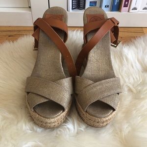 Gold Tory Burch Wedges- Size 8